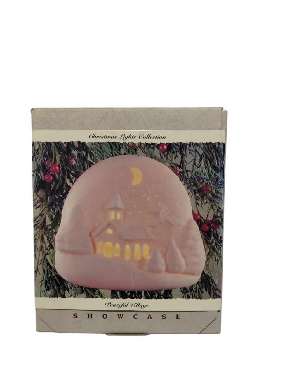 Christmas Lights Collection Porcelain Ornament Peaceful Village NOB